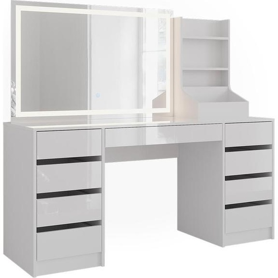 Vicco Coiffeuse Sherry, 158.2cm 3 parties, blanc/blanc brillant