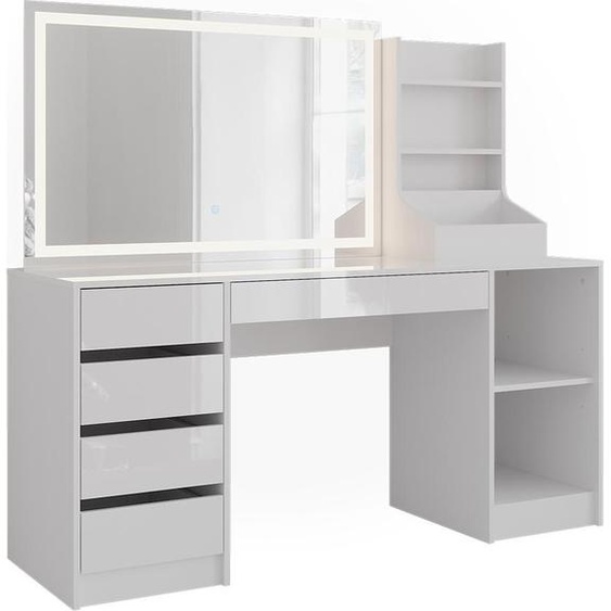 Coiffeuse Vicco Sherry blanc/blanc brillant 158.2cm 3 parties, Model 57658