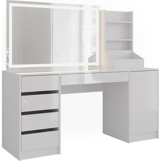 Coiffeuse Vicco Sherry blanc/blanc brillant 158.2cm 3 parties, Model 57670