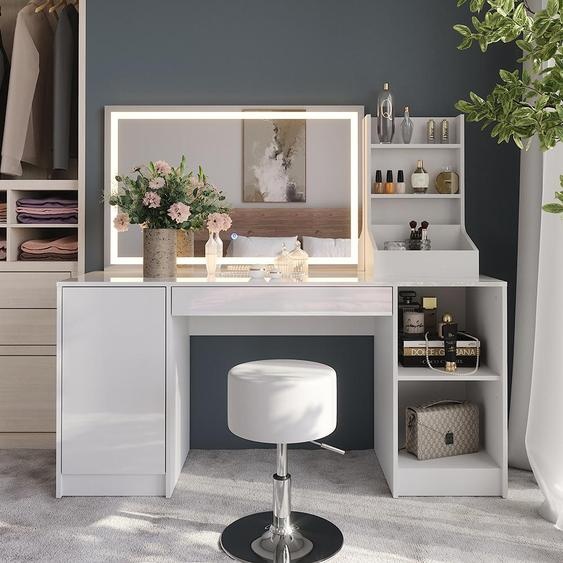 Vicco Coiffeuse Sherry, 158.2cm 4 parties, blanc/blanc brillant