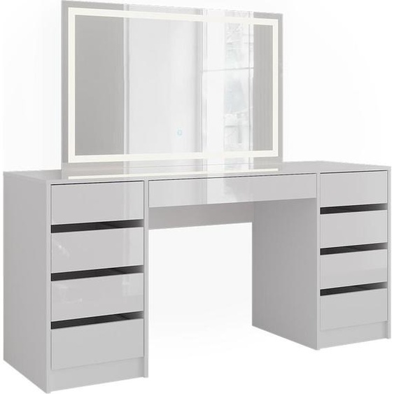 Vicco Coiffeuse Sherry, 158.2cm avec miroir LED, blanc/blanc brillant