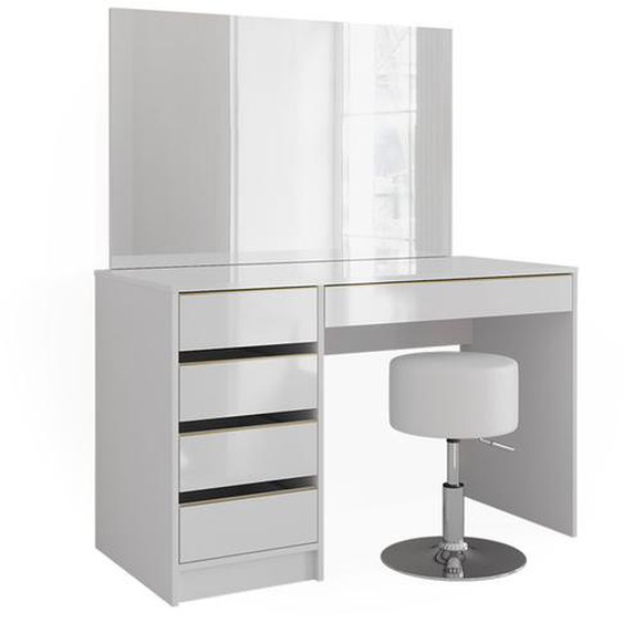 Vicco coiffeuse Sherry, Blanc, 120 cm avec tabouret