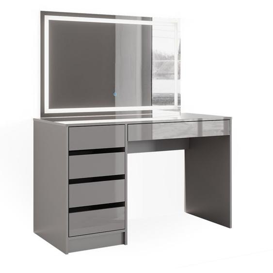 Vicco coiffeuse Sherry, Gris Haute brillance, 120 cm avec miroir LED