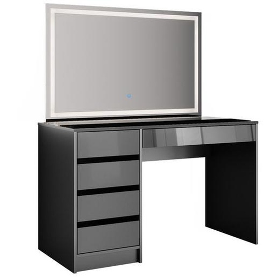 Vicco Coiffeuse Table de coiffeuse Commode de coiffeuse Sherry anthracite Miroir (miroir LED )
