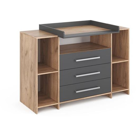Vicco commode à langer Oskar, Chêne de force doré, 143 x 100 cm XL avec tiroirs