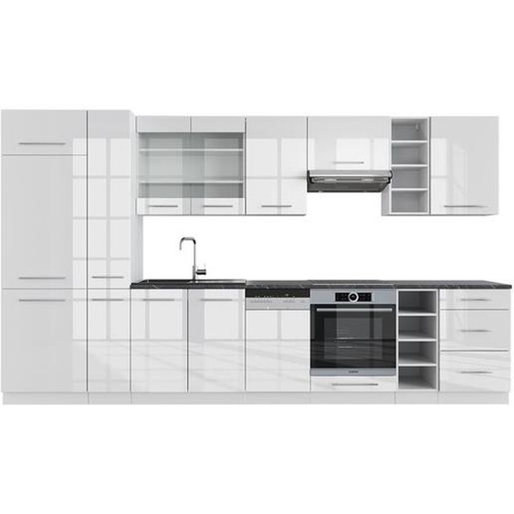 Cuisine Fame-Line, 355 cm sans plan de travail, blanc brillant/blanc, Vicco