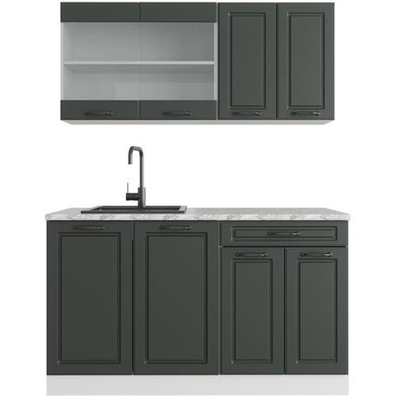 Cuisine R-Line, 140 cm sans plan de travail, Anthracite maison de campagne/blanc, Vicco