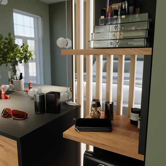 Vicco Étagère dangle Paolo, 28x175.4cm avec 5 compartiments, Anthracite/Chêne de force doré