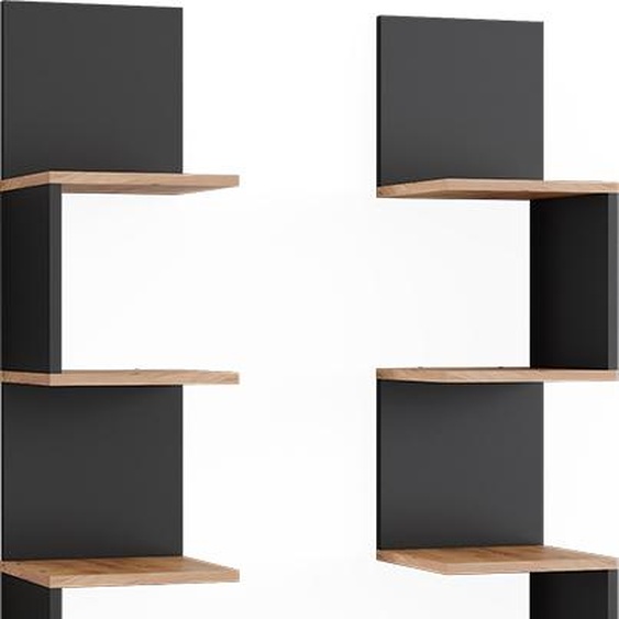 Vicco Étagère dangle Paolo, 28x175.4cm Lot de 2, Anthracite/Chêne de force doré