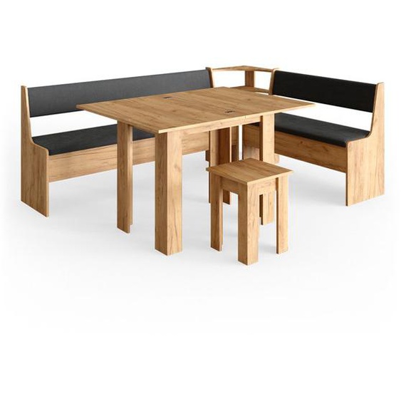 Vicco Groupe de banquettes dangle Roman, Chêne de force doré, 210 x 41.5 cm avec table