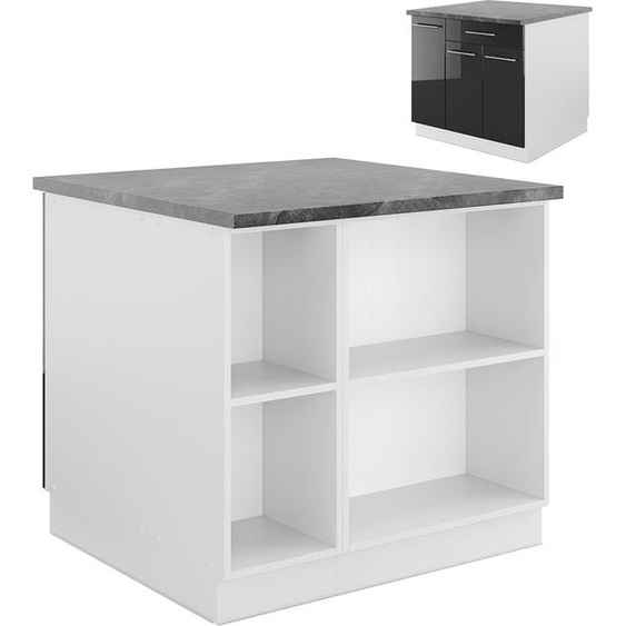 Vicco Îlot de cuisine Fame-Line, 90 cm avec tiroir, sans plan de travail, Anthracite brillant/blanc