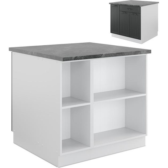 Vicco Îlot de cuisine Fame-Line, 90 cm avec tiroir, sans plan de travail, Anthracite maison de campagne/blanc