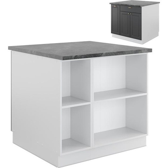 Îlot de cuisine Vicco Fame-Line Anthracite-or/blanc 90cm avec tiroir, sans PT, Model 38710