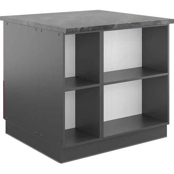 Îlot de cuisine Vicco Fame-Line Bordeaux haute brillance/anthracite 90cm avec tiroir, sans PT, Model 38713