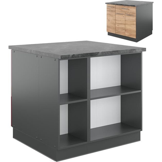 Vicco Îlot de cuisine Fame-Line, 90 cm avec tiroir, sans plan de travail, Chêne doré/anthracite
