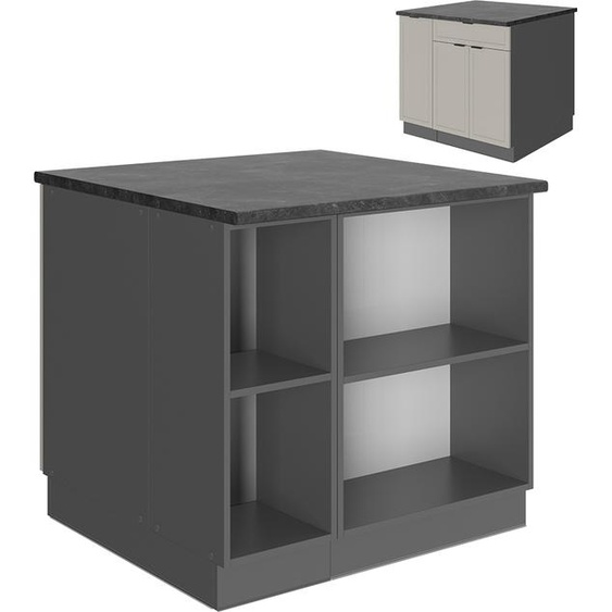 Vicco Îlot de cuisine Fame-Line, 90 cm avec tiroir, sans plan de travail, GrisBeige/Anthracite