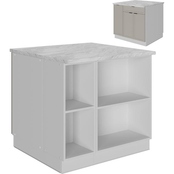 Vicco Îlot de cuisine Fame-Line, 90 cm avec tiroir, sans plan de travail, GrisBeige/Blanc