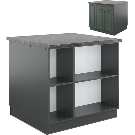 Vicco Îlot de cuisine Fame-Line, 90 cm avec tiroir, sans plan de travail, Vert et or campagne/anthracite