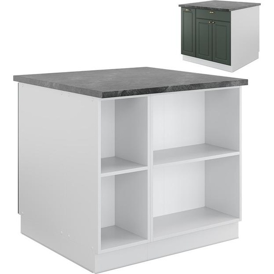 Îlot de cuisine Vicco Fame-Line Vert-Or Landhaus/Blanc 90cm avec tiroir, sans PT, Model 38711