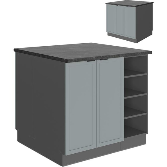 Vicco Îlot de cuisine Fame-Line, 90 cm sans plan de travail, Bleu clair-gris/Anthracite