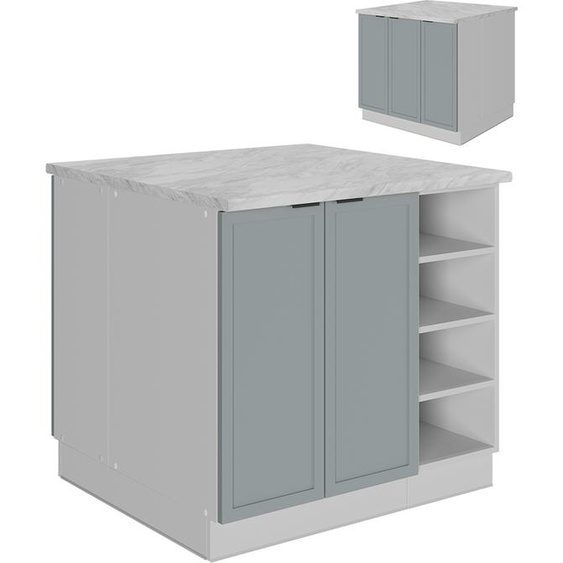 Vicco Îlot de cuisine Fame-Line, 90 cm sans plan de travail, Bleu clair-gris/Blanc