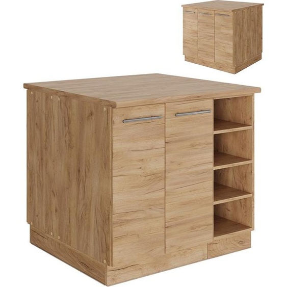 Vicco Îlot de cuisine Fame-Line, 90cm avec tiroir, sans PT, Chêne de force doré/Chêne de force doré