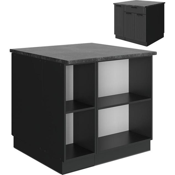 Vicco Îlot de cuisine Fame-Line, 90cm sans PT, Gris foncé/Anthracite