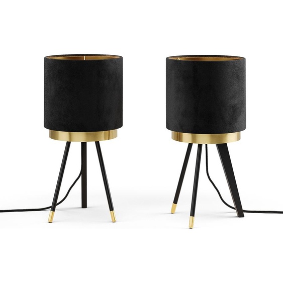 Vicco Lampe de table Goldamo, 23x46cm Lot de 2, Noir/Or