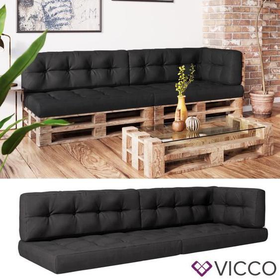 Vicco lot de coussins coussin dassise dossier et latéral flocon anthracite