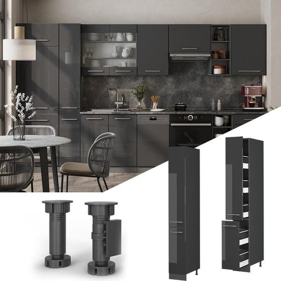 Vicco Meuble cuisine Fame-Line, 30cm, Anthracite Haute brillance/Anthracite