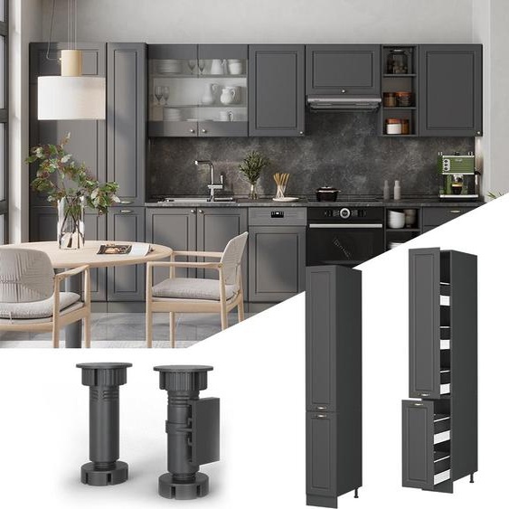 Vicco Meuble cuisine Fame-Line, 30cm, Anthrazit-Gold Landhaus/Anthracite