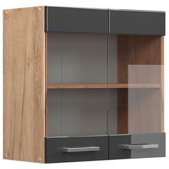 Vicco meuble de cuisine haut vitré R-Line, Anthracite Haute brillance, 60 cm
