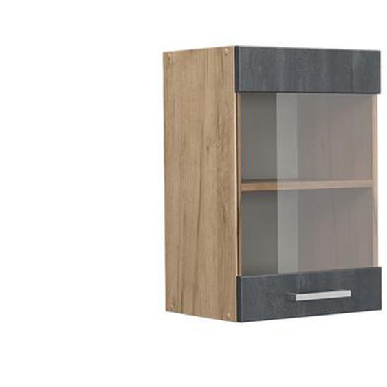 Vicco meuble de cuisine haut vitré R-Line, Béton noir, 40 cm