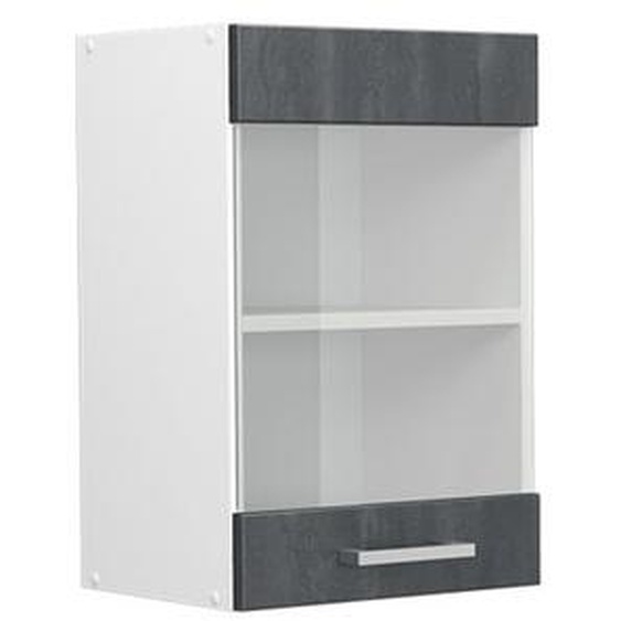 Vicco meuble de cuisine haut vitré R-Line, Béton noir, 40 cm