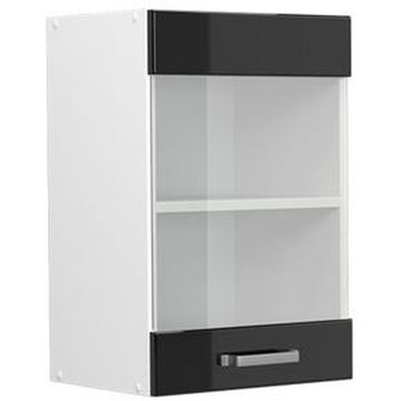 Vicco meuble de cuisine haut vitré R-Line, Noir Haute brillance, 40 cm