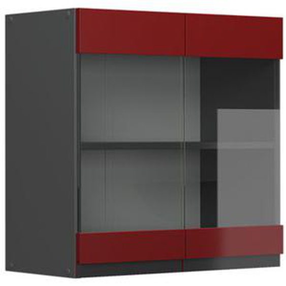 Vicco meuble de cuisine haut vitré R-Line, Rouge, 60 cm J-Shape