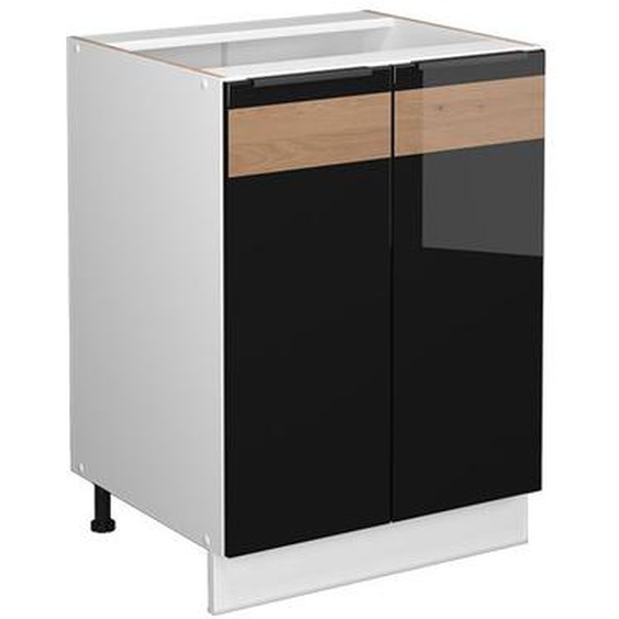 Vicco meuble de rangement de salle de bain Fame-Line, Chêne noir brillant/blanc, 60 x 81.6 cm sans plan de travail