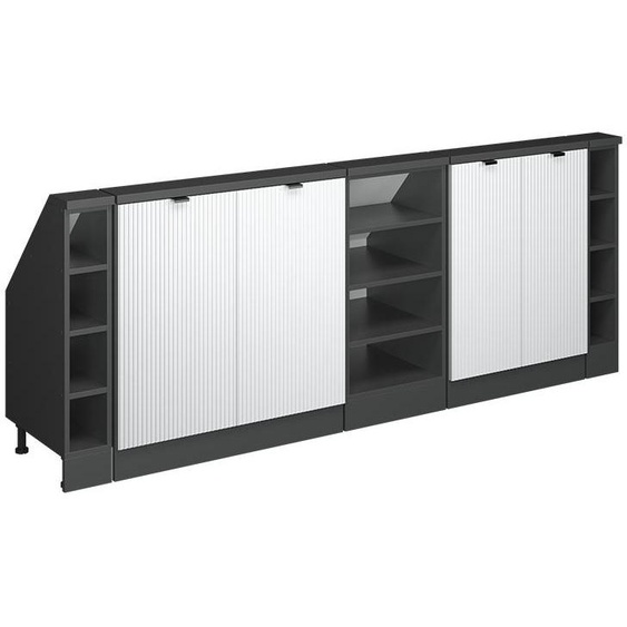 Vicco Meuble sous pente R-Line, 210cm Lot de 5, Blanc cannelé/Anthracite