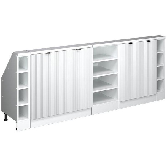 Vicco Meuble sous pente R-Line, 210cm Lot de 5, Blanc cannelé/Blanc