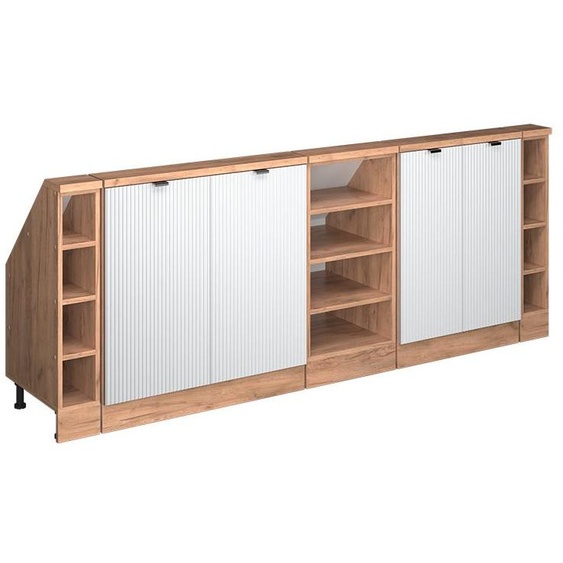 Vicco Meuble sous pente R-Line, 210cm Lot de 5, Blanc cannelé/Chêne de force doré