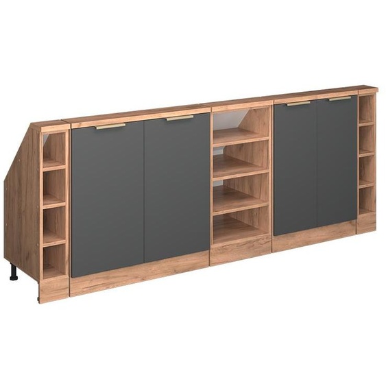 Vicco Meuble sous pente R-Line, 210cm Lot de 5, Chêne anthracite-or/force de lor/Chêne de force doré