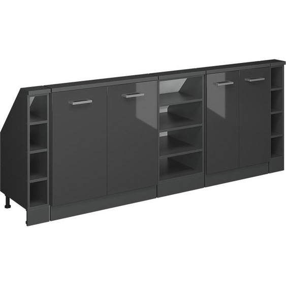 Vicco Meuble sous pente R-Line, 210cm Lot de 5, Anthracite brillant/anthracite