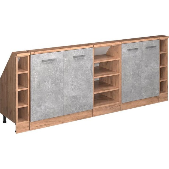Vicco Meuble sous pente R-Line, 215cm Lot de 5, Béton/force dor Chêne