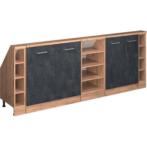 Vicco Meuble sous pente R-Line, 215cm Lot de 5, Béton noir/chêne doré