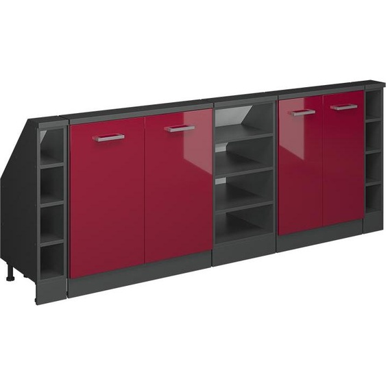 Vicco Meuble sous pente R-Line, 210cm Lot de 5, Rouge brillant/Anthracite