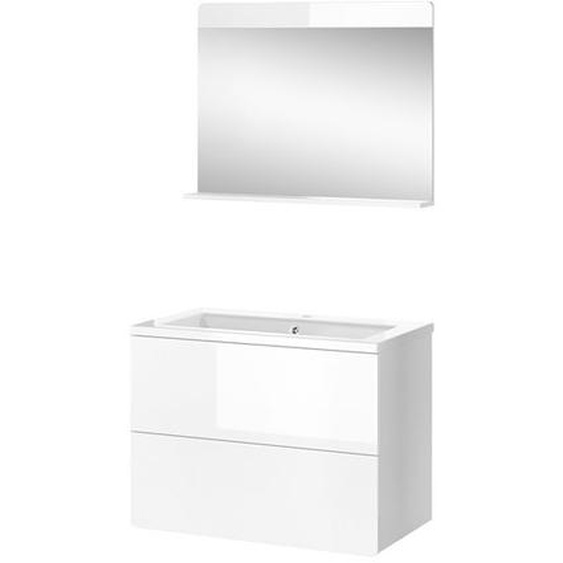 Vicco set de meubles de salle de bain Izan, Blanc Haute brillance, 3 pièces
