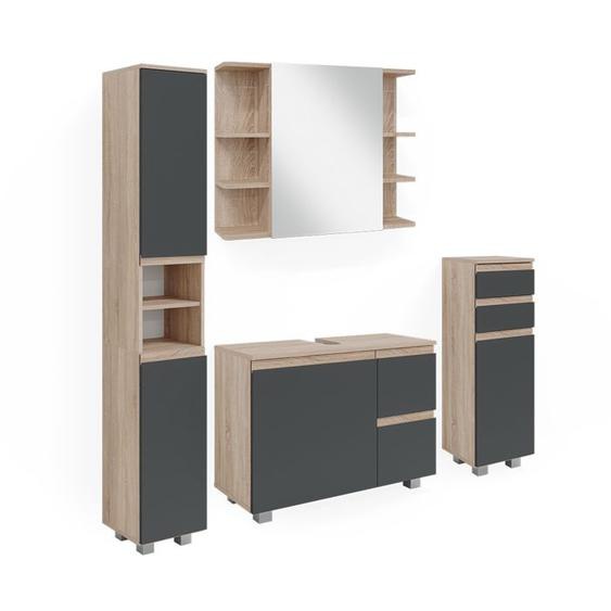Vicco set de meubles de salle de bain J-Shape, Sonoma, 4 pièces