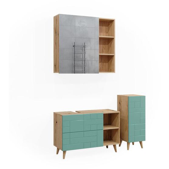 Vicco set de meubles de salle de bain Rudi, Vert menthe, 3 parties