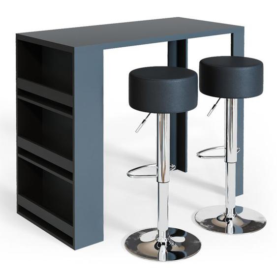 Vicco Set de table de bar , Anthracite, 117 x 57 cm avec 2 tabourets de bar