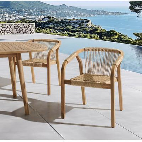 VICK - Lot de 2 fauteuils en acacia huilé et cordage synthétique
